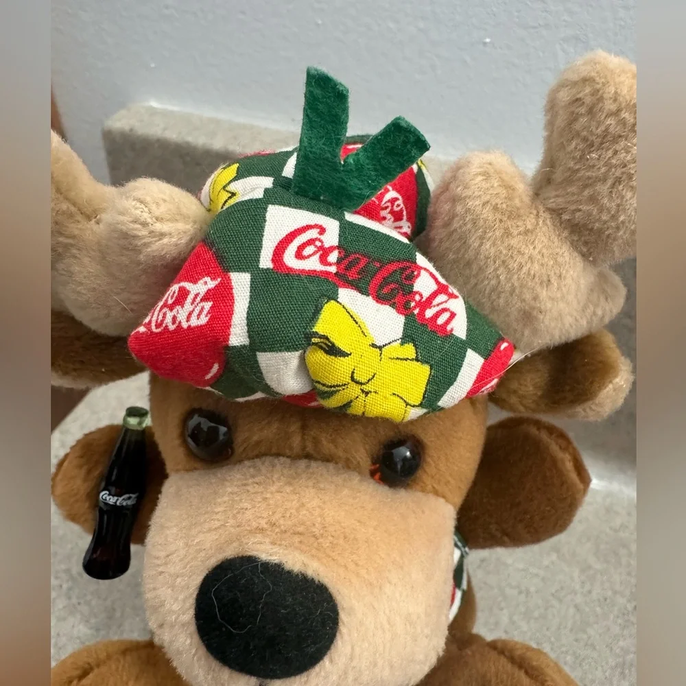 Vintage 1998 Coca Cola Plush Moose Collectible 5” Stuffed Animal Toy Coke Bottle - Picture 2 of 5
